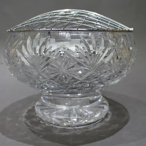 Vintage Cut Glass Crystal Rose Bowl