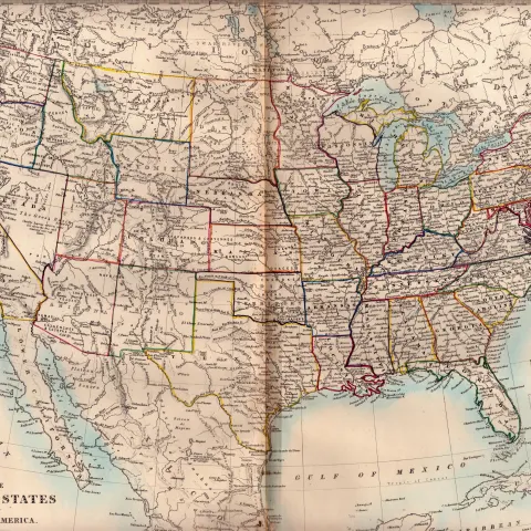 United States Of America Antique Detailed Victorian c1850 Map.