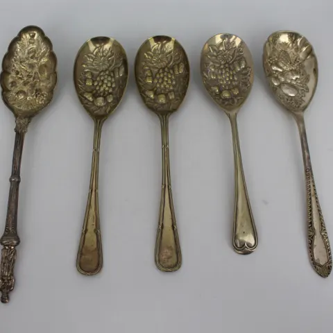 Set of 5 Silver Plated Berry Spoons