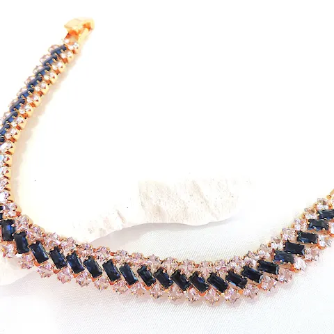 Orrevé Art Deco Style Blue & White Crystal Cocktail Bracelet 'New With Gift Box'