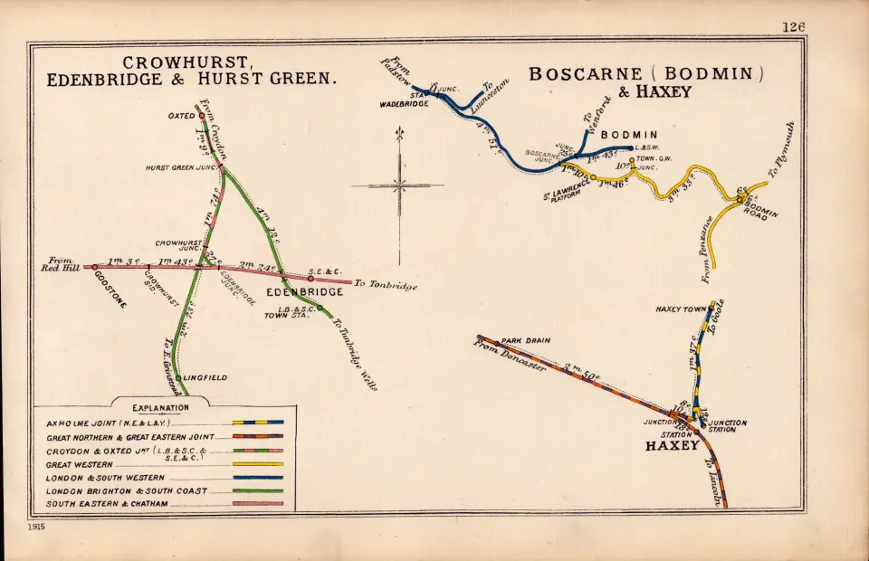 Bodmin Boscarne Hexly Cornwall Antique Railway Junction Diagram-126.