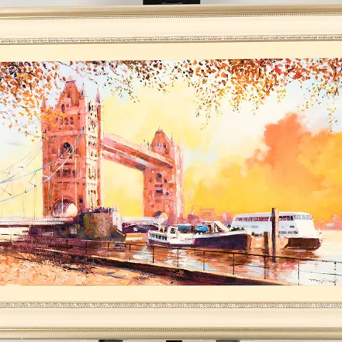 Tony Rome Oil On Panel "Autumnal - Thames - London"