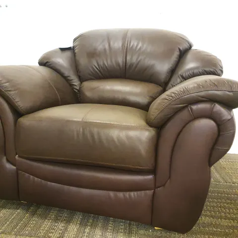 Real Brown Leather Large Quality Arm Chair. 118cm across x 86cm tall x 99cm deep. Rrp £999