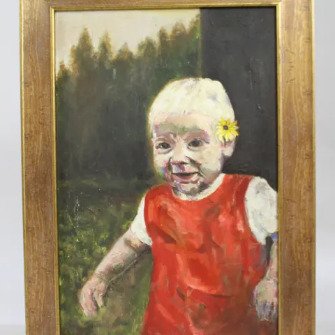 Child Oil on Canvas Set in Gilt Frame