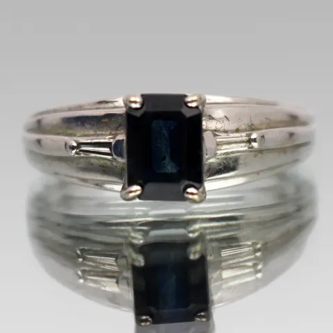 Emerald Cut Tourmaline 14ct White Gold Ring