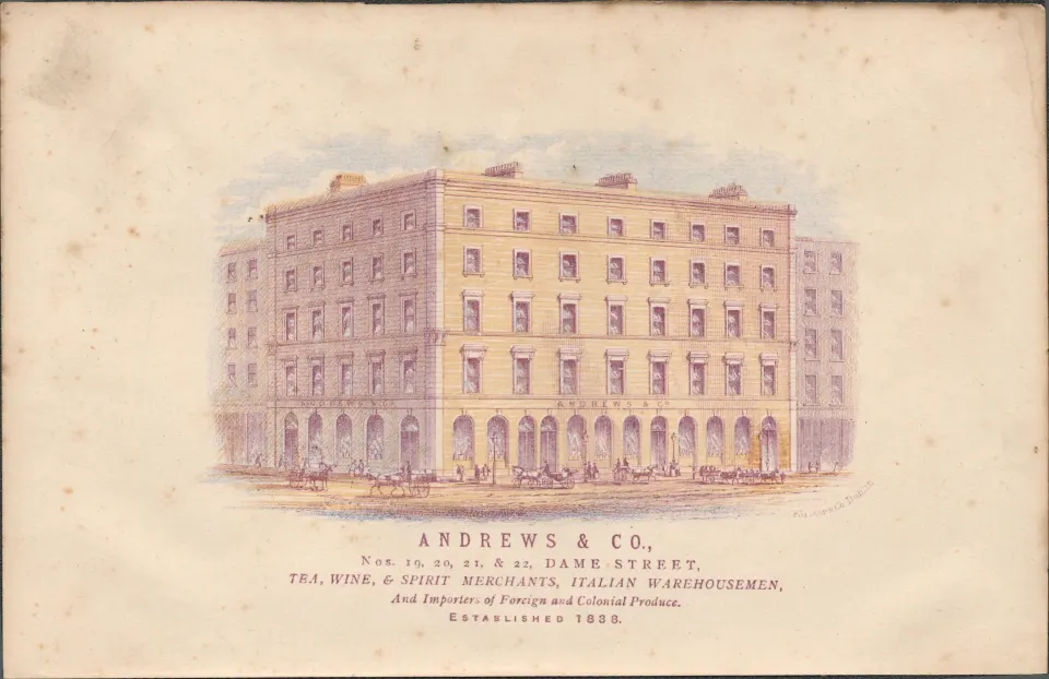 Chromolithographed Antique 1871 Andrews & Co Dame St Dublin.
