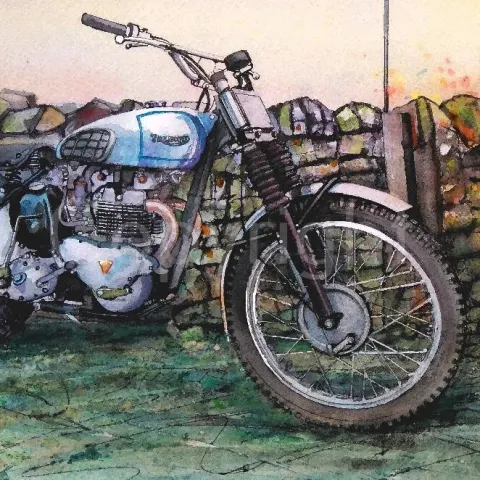 Triumph Twin Trials Bike Motorbike  Large Metal Wall Art
