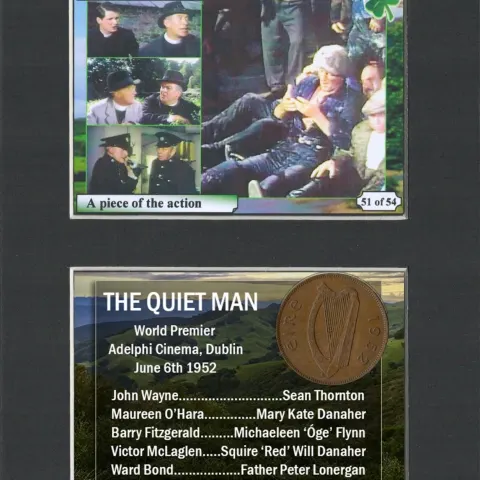 The Quiet Man Film John Wayne Mounted Original Irish Coin Metal Art Display