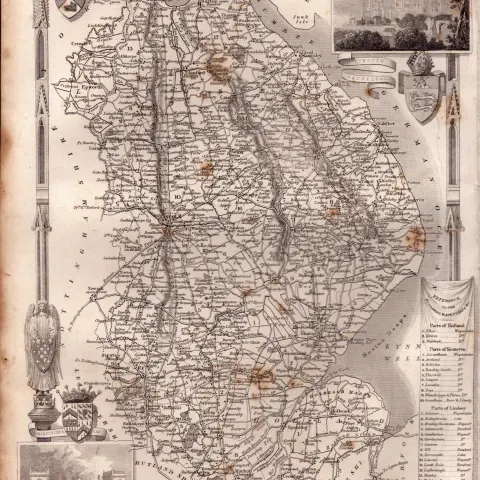 Lincolnshire Steel Engraved Victorian Thomas Moule Antique Map.