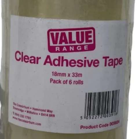 360 X Rolls Of Clear Adhesive Tape 18mm X 33m