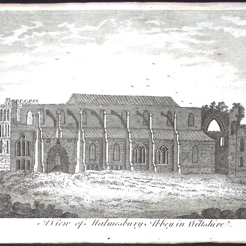 Wiltshire Malmsbury Abbey Rare Georgian Copper Antique 1776 Engraving-117.