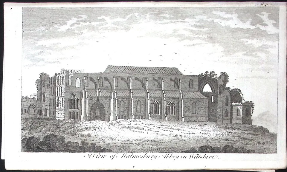 Wiltshire Malmsbury Abbey Rare Georgian Copper Antique 1776 Engraving-117.