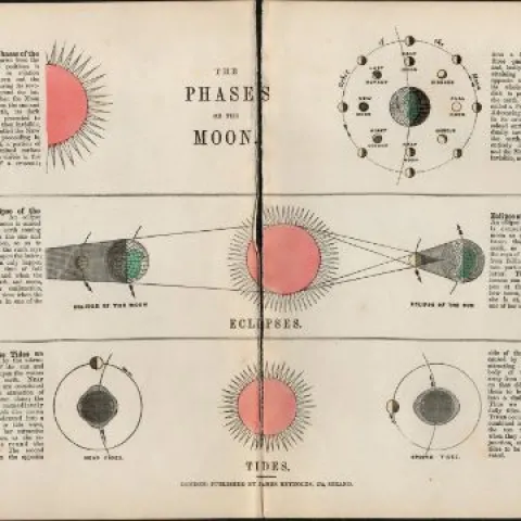 Rare James Reynolds Victorian Astronomy Phases Of The Moon Print
