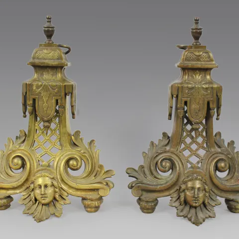 Fine Antique Brass Fire Chenets