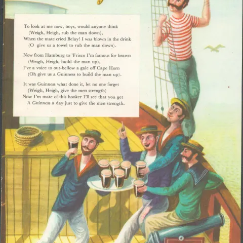 Double Sided Guinness Illustration Page 1953 High Sea JinksA Genuine Double Sided Lithographed
