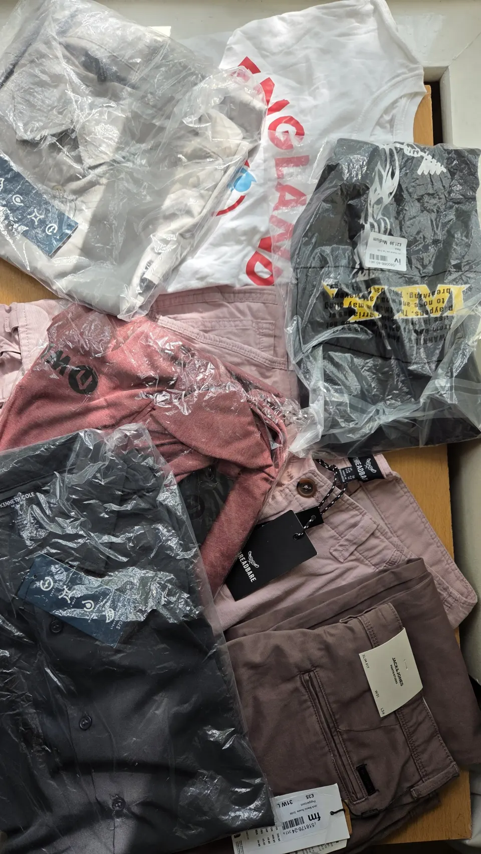 Men's Premium Clothing Bundle Includes Shirts Trousers Shorts Etc