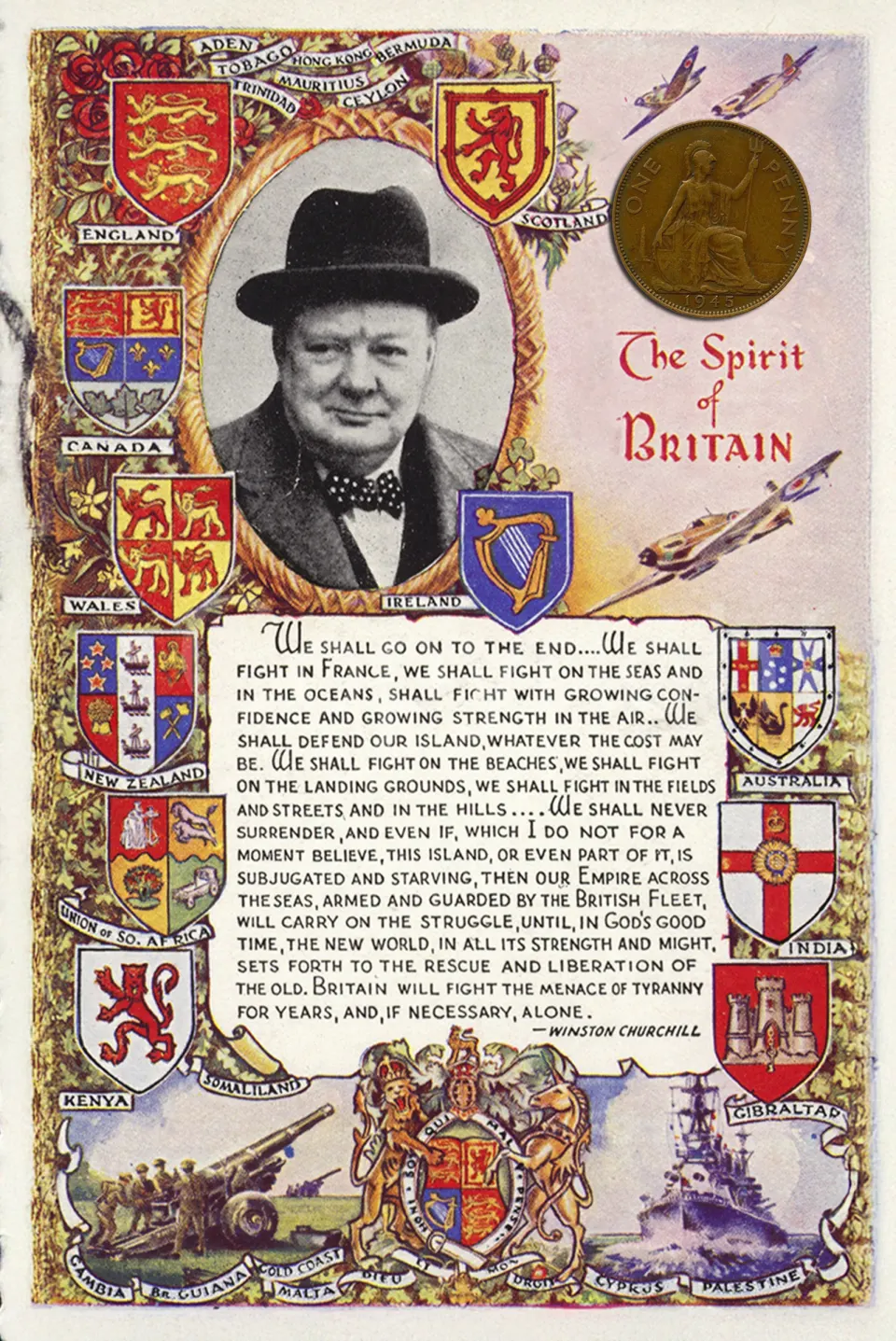 VE Day 80th Anniversary Designed Metal Art Coin Display The Sprit of Britain