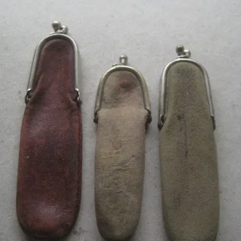 Victorian Leather and Suede Fruit Knife Purse Cases