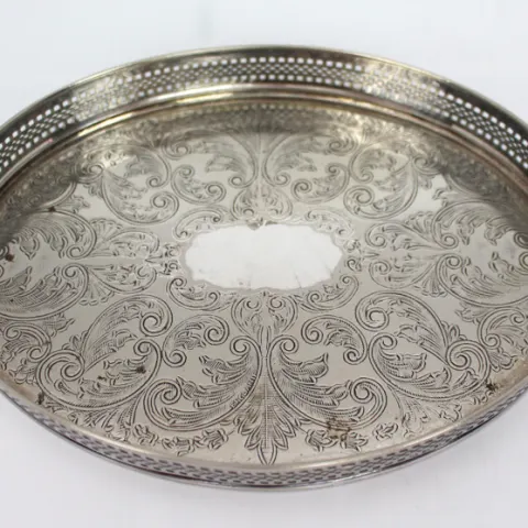 Small Silver Plated Cavalier Galleried Tray