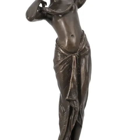 Fine Bronze Figure of a Woman with Serpent After Goldscheider