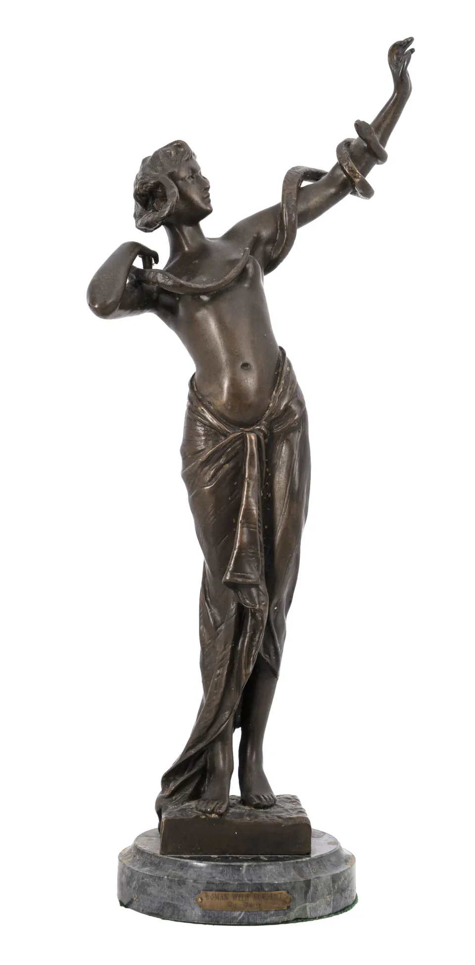 Fine Bronze Figure of a Woman with Serpent After Goldscheider