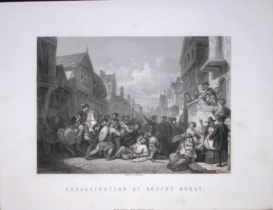 Assassination of Regent Moray Scotland Antique 152 Years-Old Engraving-25