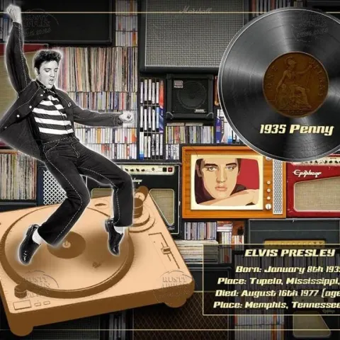 Elvis Presley "The King" Original 1935 Birth Penny Designed Metal Coin Gift Set