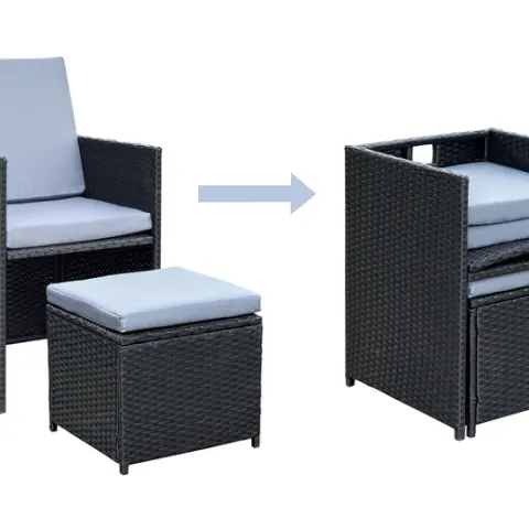 8-Seater Monument Rattan Cube Garden Furniture Dining Set - Black  