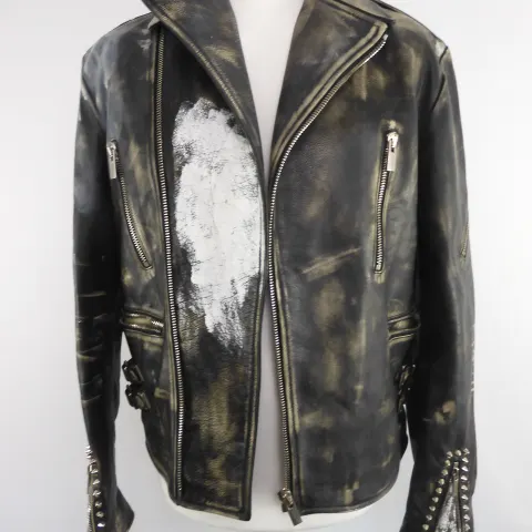 Decorum Vintage Corium Hand Painted Leather Jacket, Size L.
