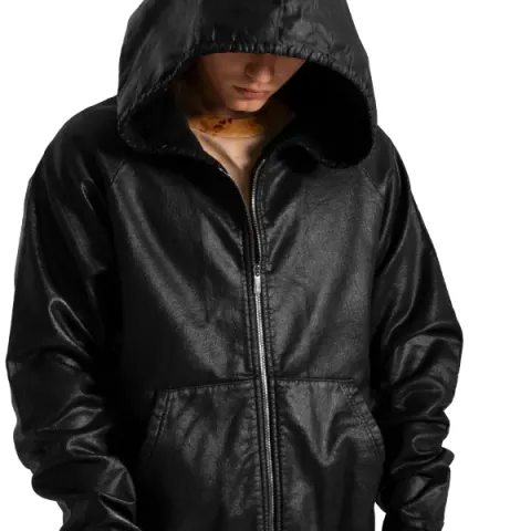 MJB Marc Jaques Burton Black Oil Zip Hoodie, Online Price £407, Size XS.