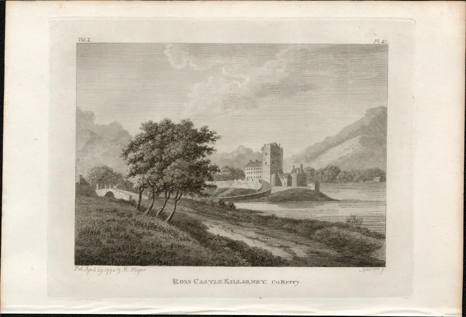 Ross Castle Killarney Co Kerry Rare 1791 Francis Grose Antique Print.