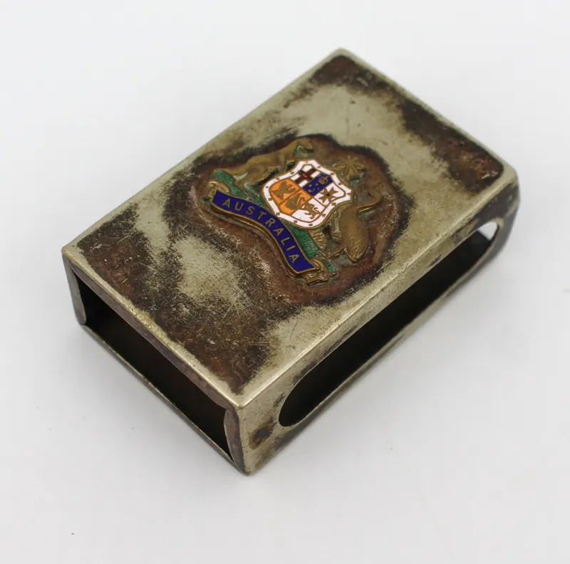 Enamel Australia Silver Plated Match Box Holder