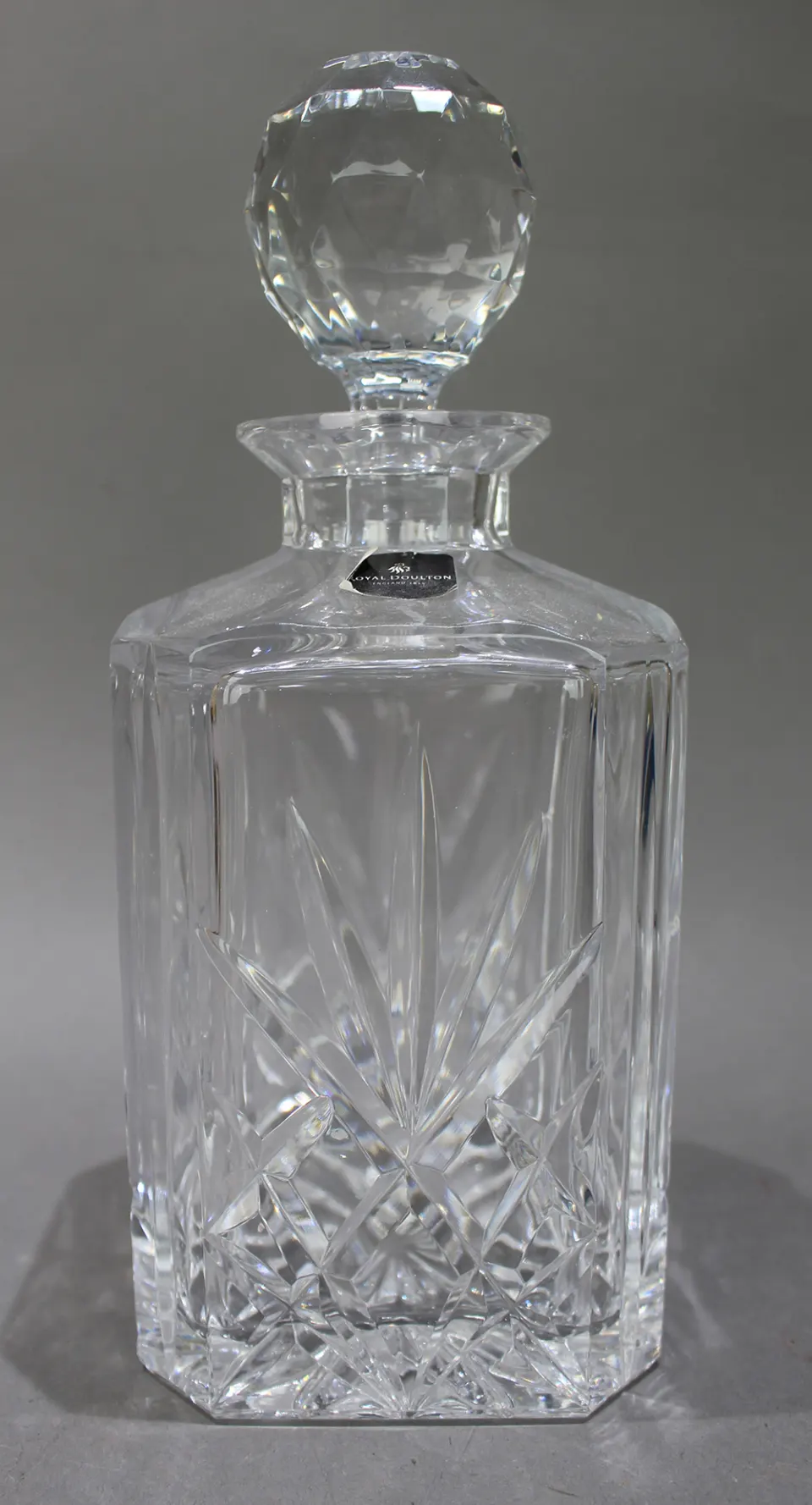 Vintage Royal Doulton Crystal Square Shaped Spirit Decanter