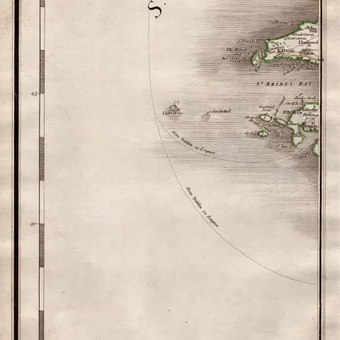 Pembrokeshire Coast Wales John Cary’s Antique George III 230 Years-Old  1794 Map.