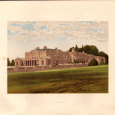 Gunton Park Norfolk Gilt-Edge Coloured Antique Book Plate.