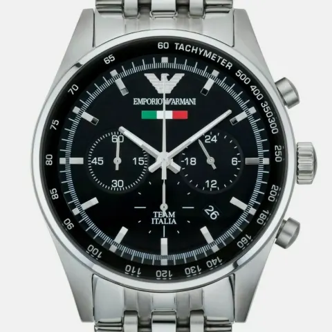 Men's Emporio Armani AR5983 Quartz Black Dial Stainless Steel Chronograph Watch