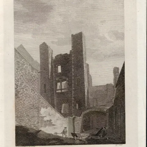 Browns Castle Black Dog Prison Dublin F. Grose 1792 Antique Copper Block Engraving.