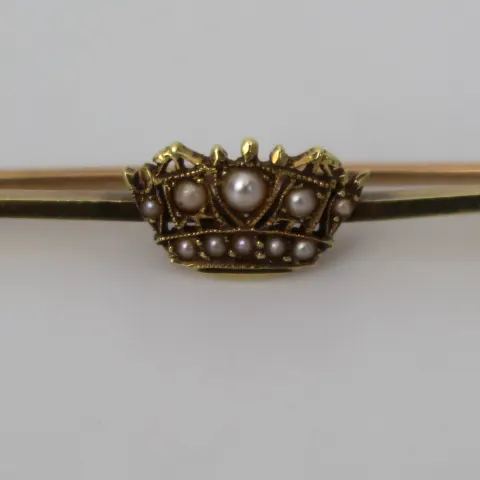 Antique Seed Pearl 14ct Gold Bar Brooch