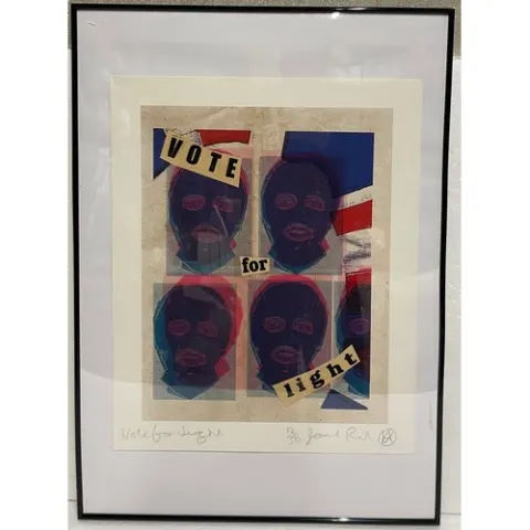 Jamie Reid (1947-2023) 'Vote For Light', Titled, Screenprint, Signed, Editioned, Framed, 1987