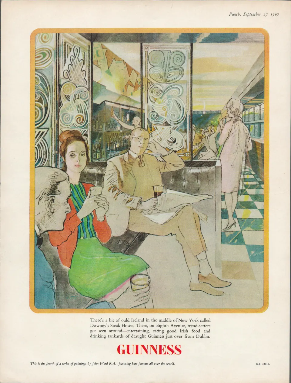 Original Guinness 1967 Print New York 8th Avenue G.E.4381.AThis Print Is Over 60 Years Old And Is