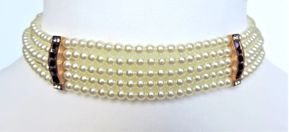 Five Strand Pearl Choker Necklace New With Gift Box