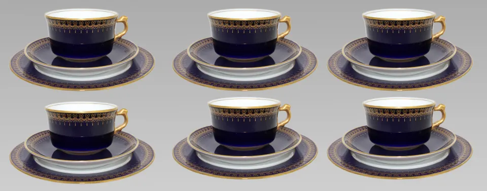Set of 6 Romanov Collection Cobalt Blue Trios
