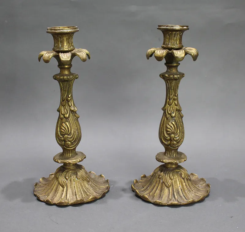 Pair of Heavy Brass Vintage Candlesticks