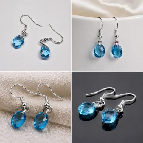 Natural Blue Topaz Drop Earrings