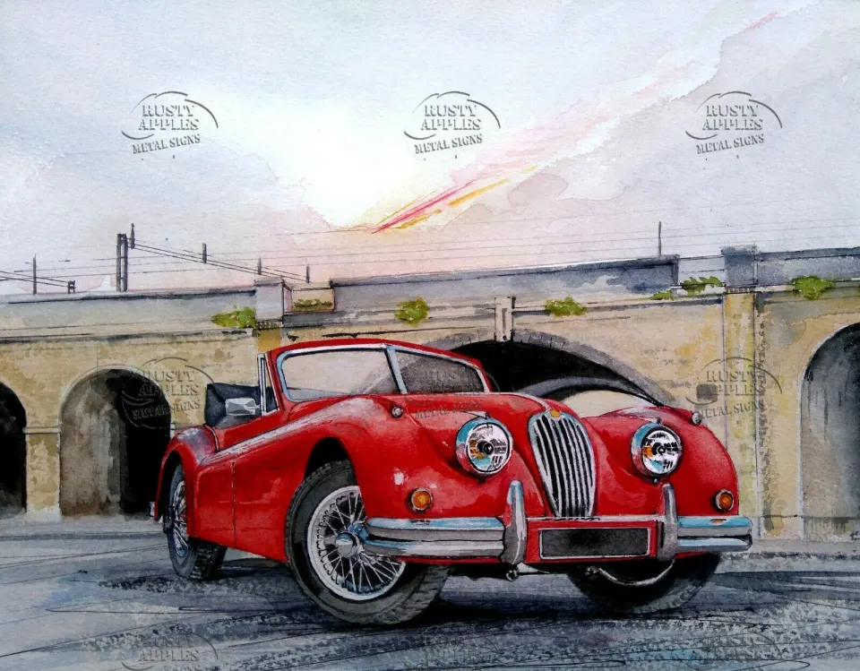 Jaguar XK 120 1950's Iconic Car Metal Wall Art