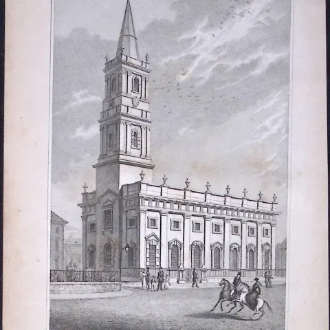 Leeds Trinity Church Yorkshire 198 Years-Old Thomas Allen Antique Steel Engraving-58