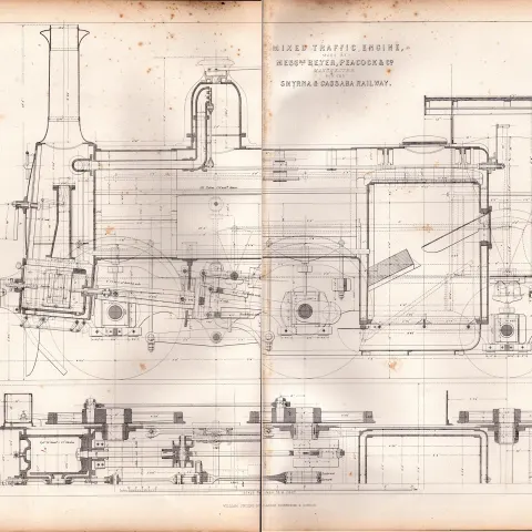 Mixed Traffic Engine Smyrna & Cassaba Railway Turkey Antique Diagram-7.