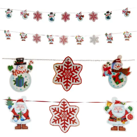 10 x  HOLOGRAPHIC 3D CHRISTMAS GARLANDS -  ASSORTED DESIGNS
