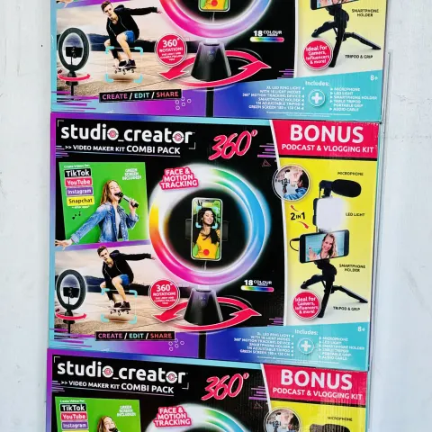 3 x Studio Creator 360 Video Maker Kit Combi Pack New Sealed Box