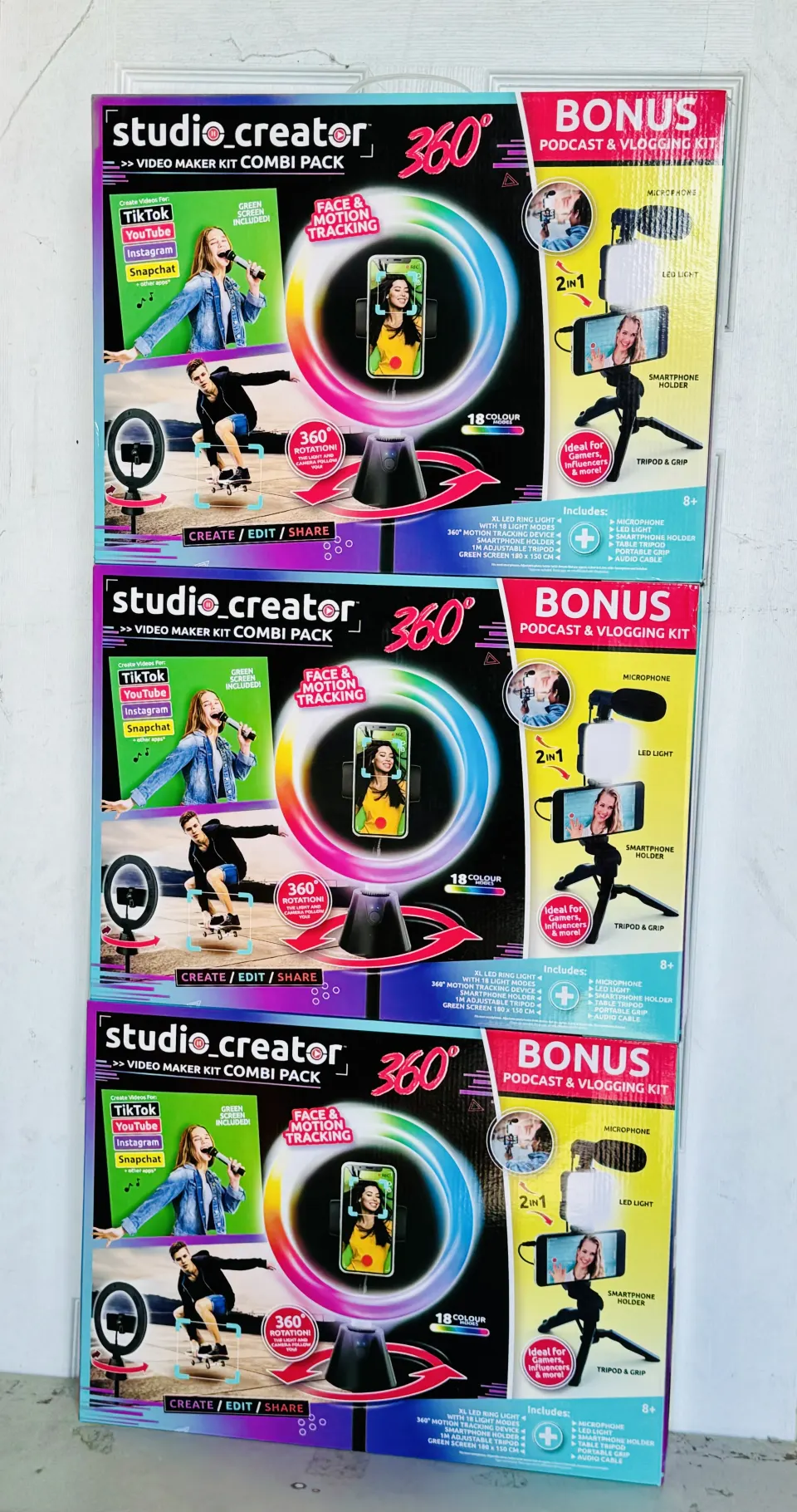 3 x Studio Creator 360 Video Maker Kit Combi Pack New Sealed Box